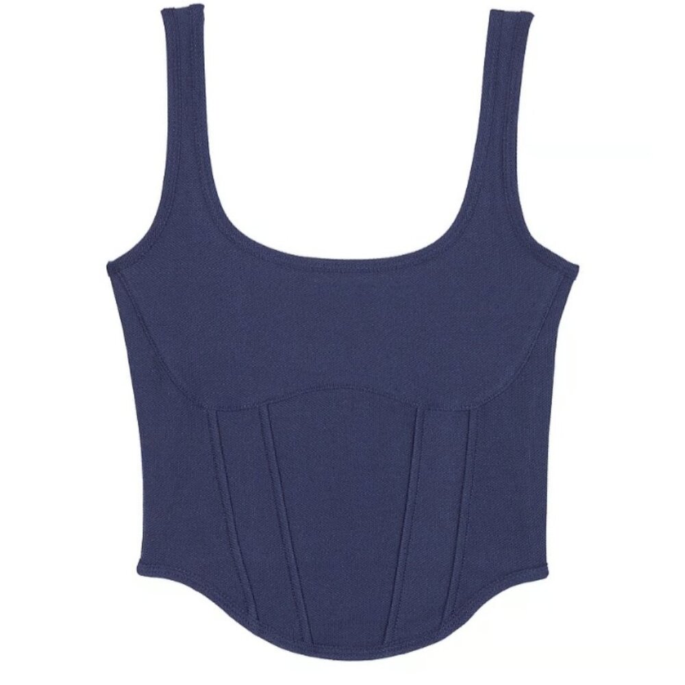 VICTORIA'S SECRET LARGE CORSET CROP TOP - NAVY BLUE
